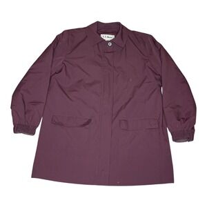 LL Bean Womens‎ Medium Regular Barn Coat Burgundy Plum Zip Off Wool Liner Jacket